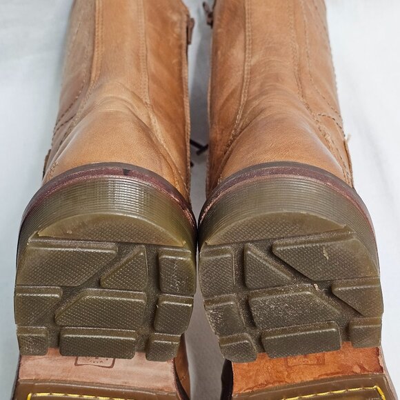 Doc Dr Martens 14 Hole Tan Tall Leather Boots Air Wair 11472 Women's 8 Men's 7i - Picture 11 of 13